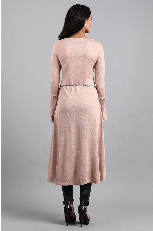 Pink Round Neck Winter kurta