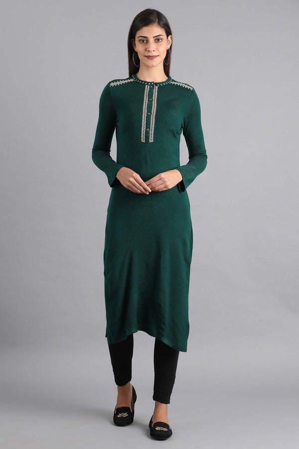 Green Mandarin Neck Winter kurta