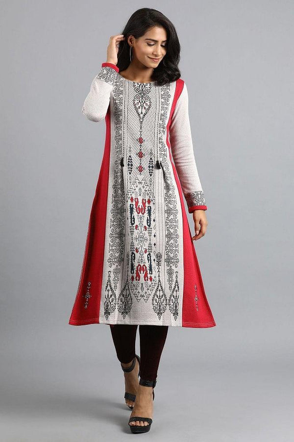 Grey Round Neck Winter kurta