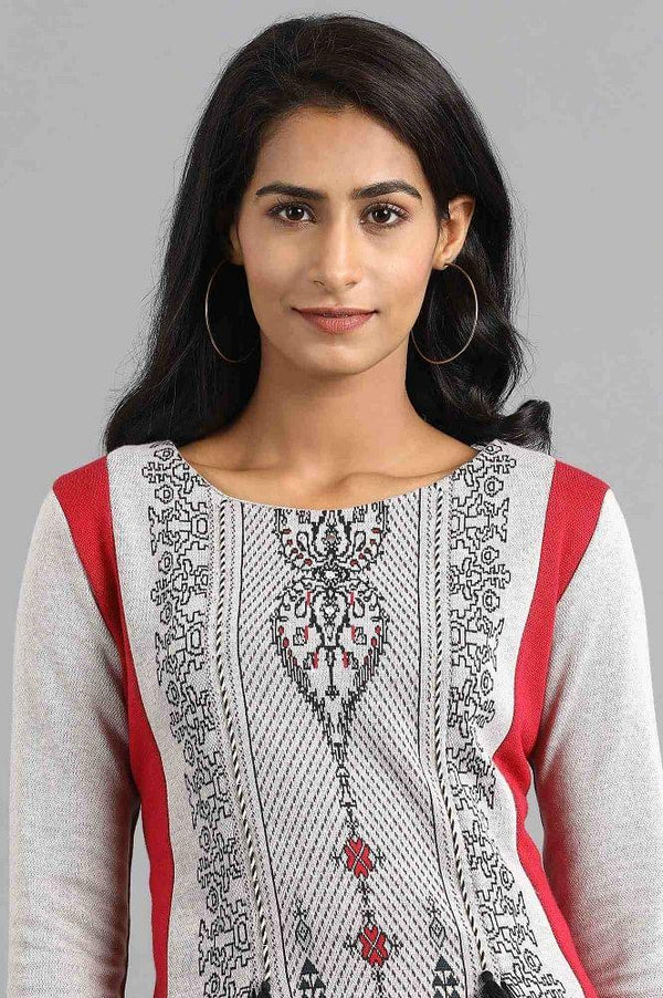 Grey Round Neck Winter kurta