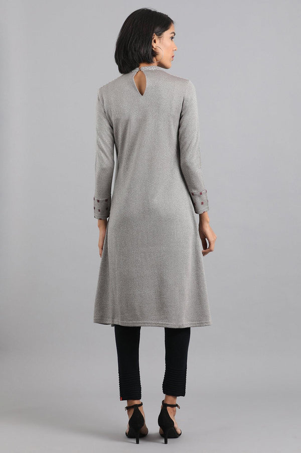 Grey Mandarin Neck Winter kurta