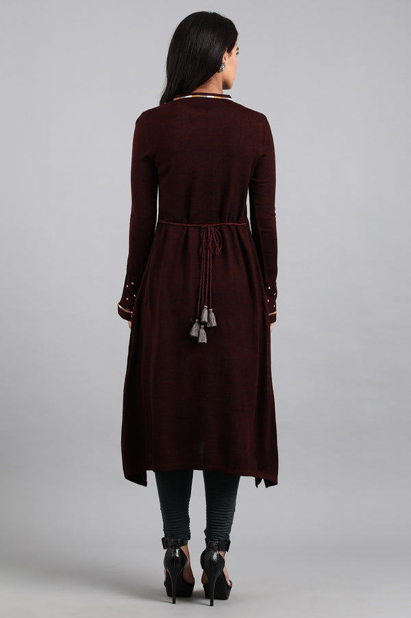 Maroon Mandarin Neck Winter kurta