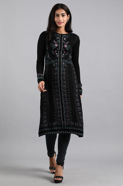 Black Round Neck Winter kurta