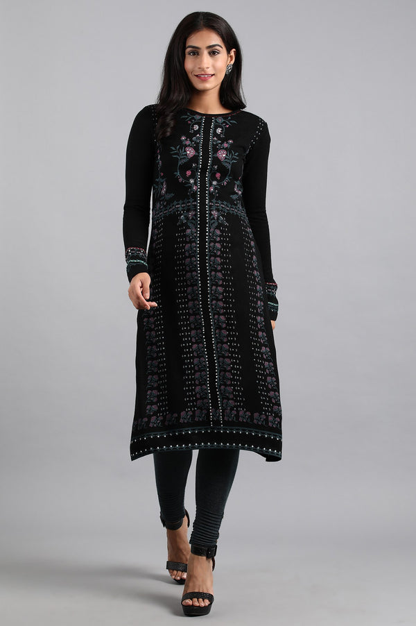 Black Round Neck Winter kurta
