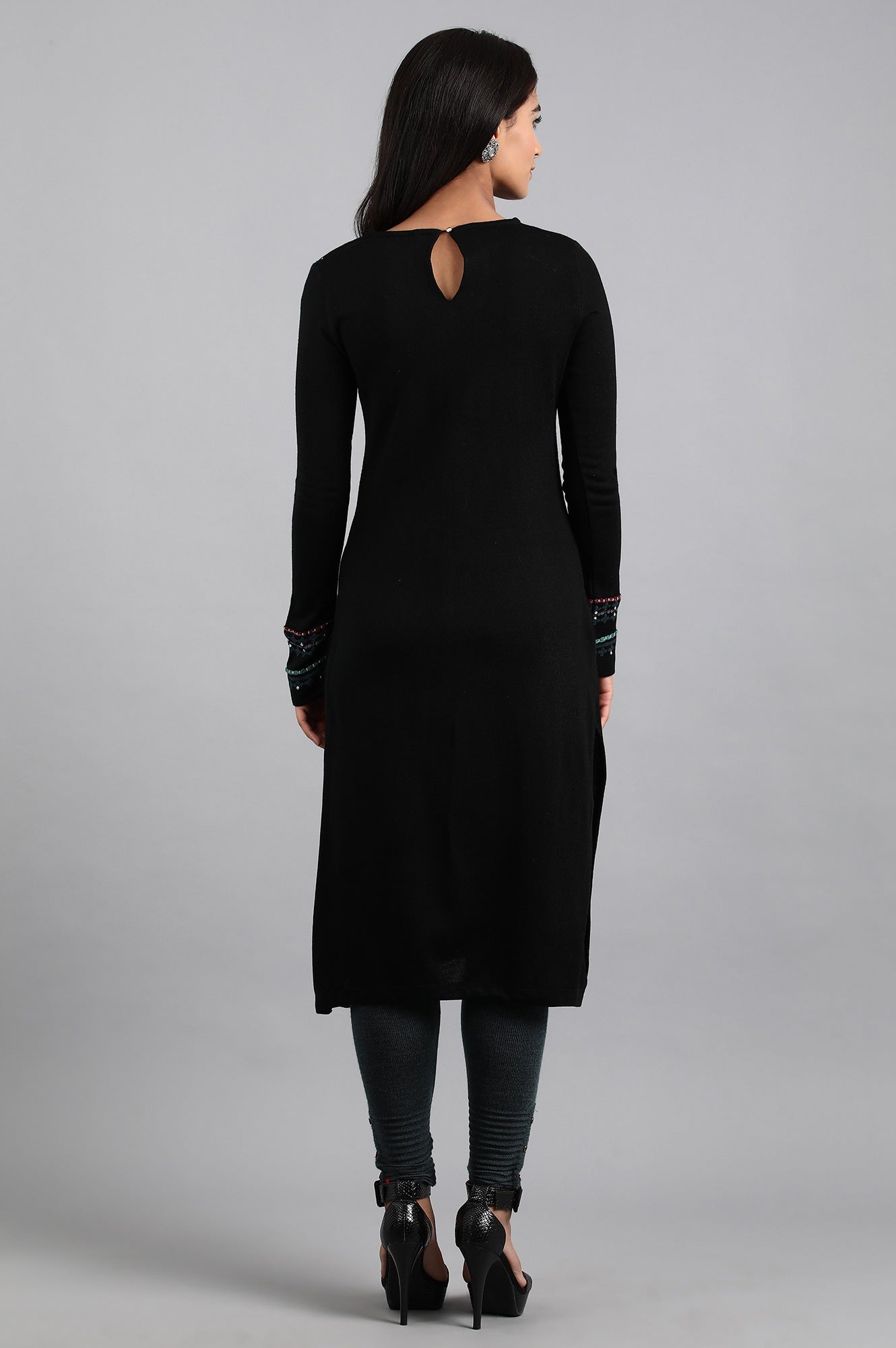 Black Round Neck Winter kurta