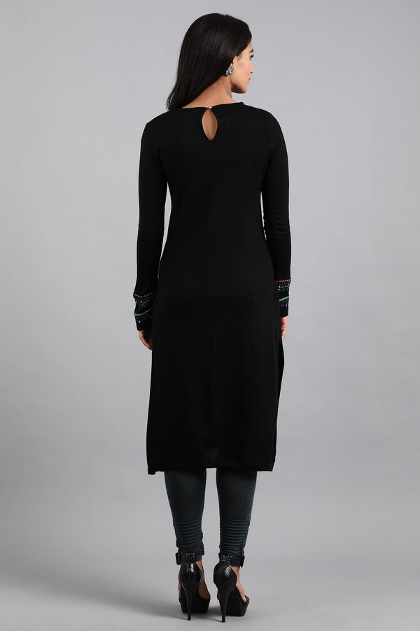Black Round Neck Winter kurta