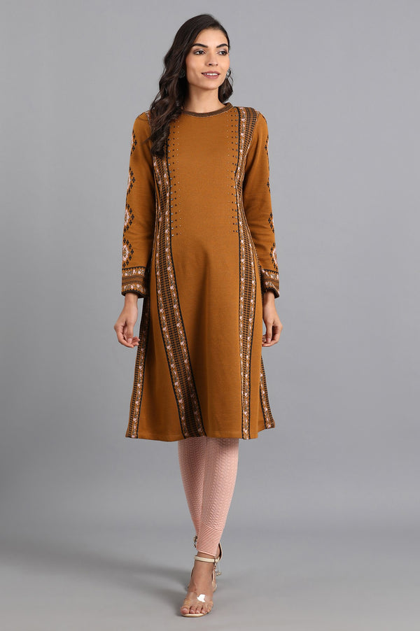 Mustard Mandarin Neck Winter kurta