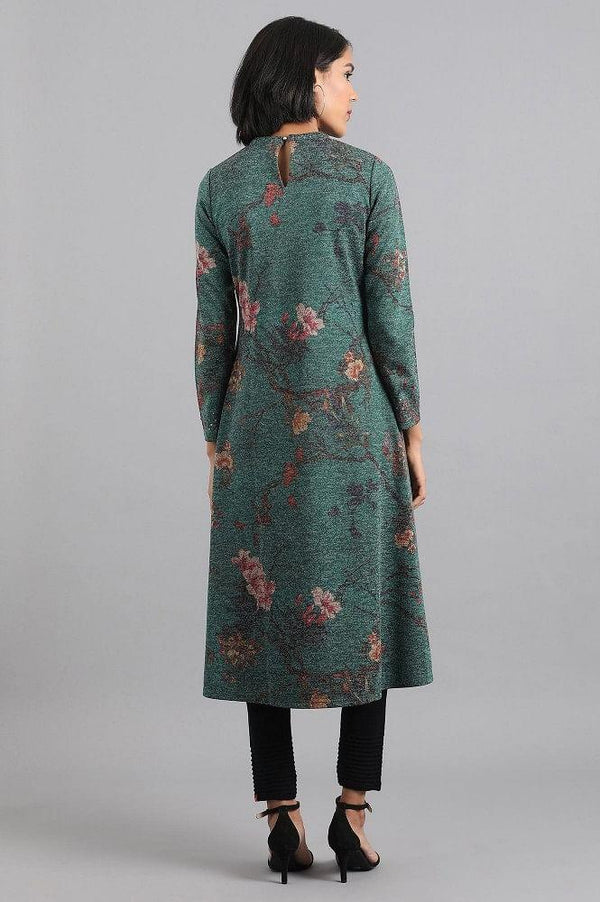 Green Mandarin Neck Winter kurta