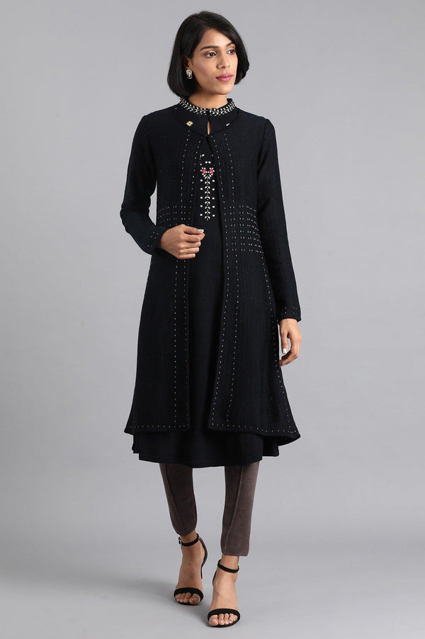 Maroon Round Neck Printed kurta