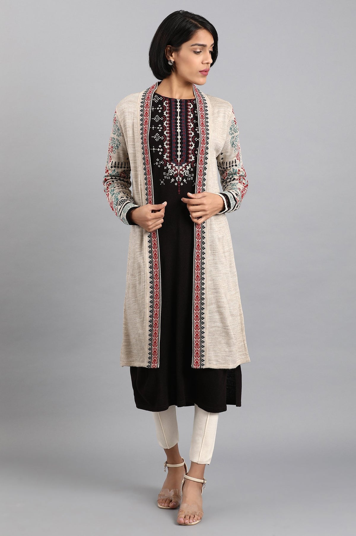 Beige Open Front Cardigan - WG