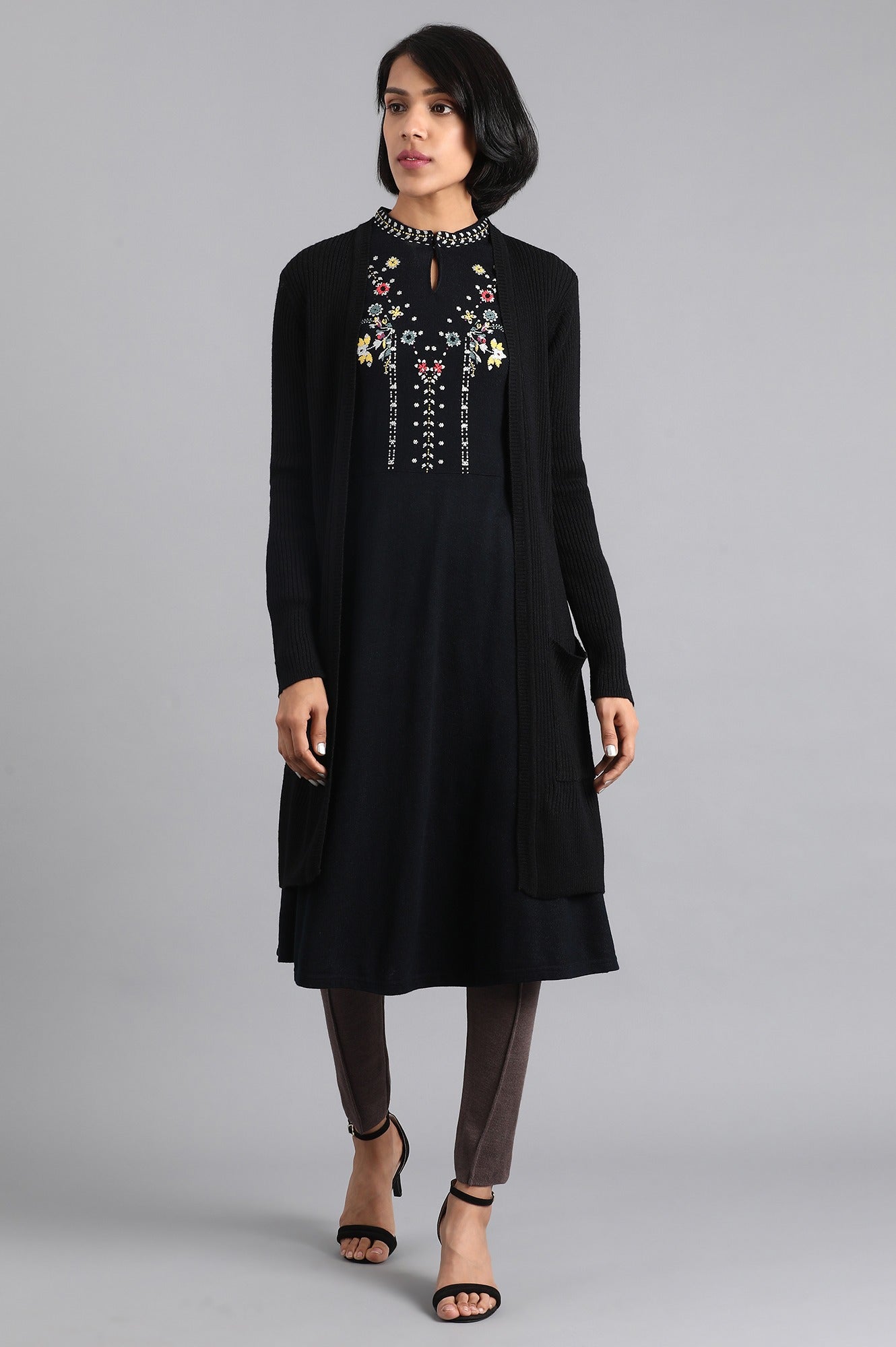 Black Ribbed Cardigan