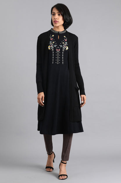 Black Ribbed Cardigan