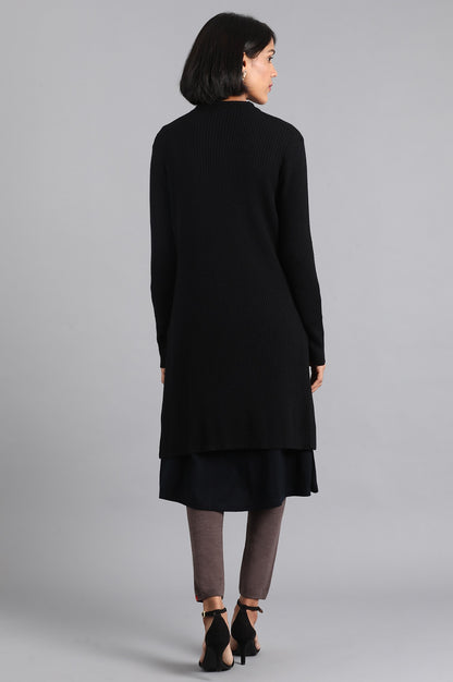 Black Ribbed Cardigan