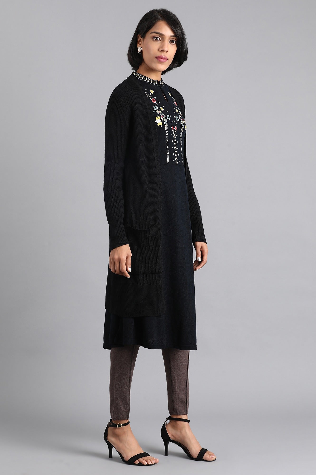 Black Ribbed Cardigan