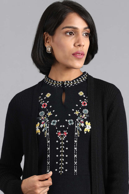 Black Ribbed Cardigan