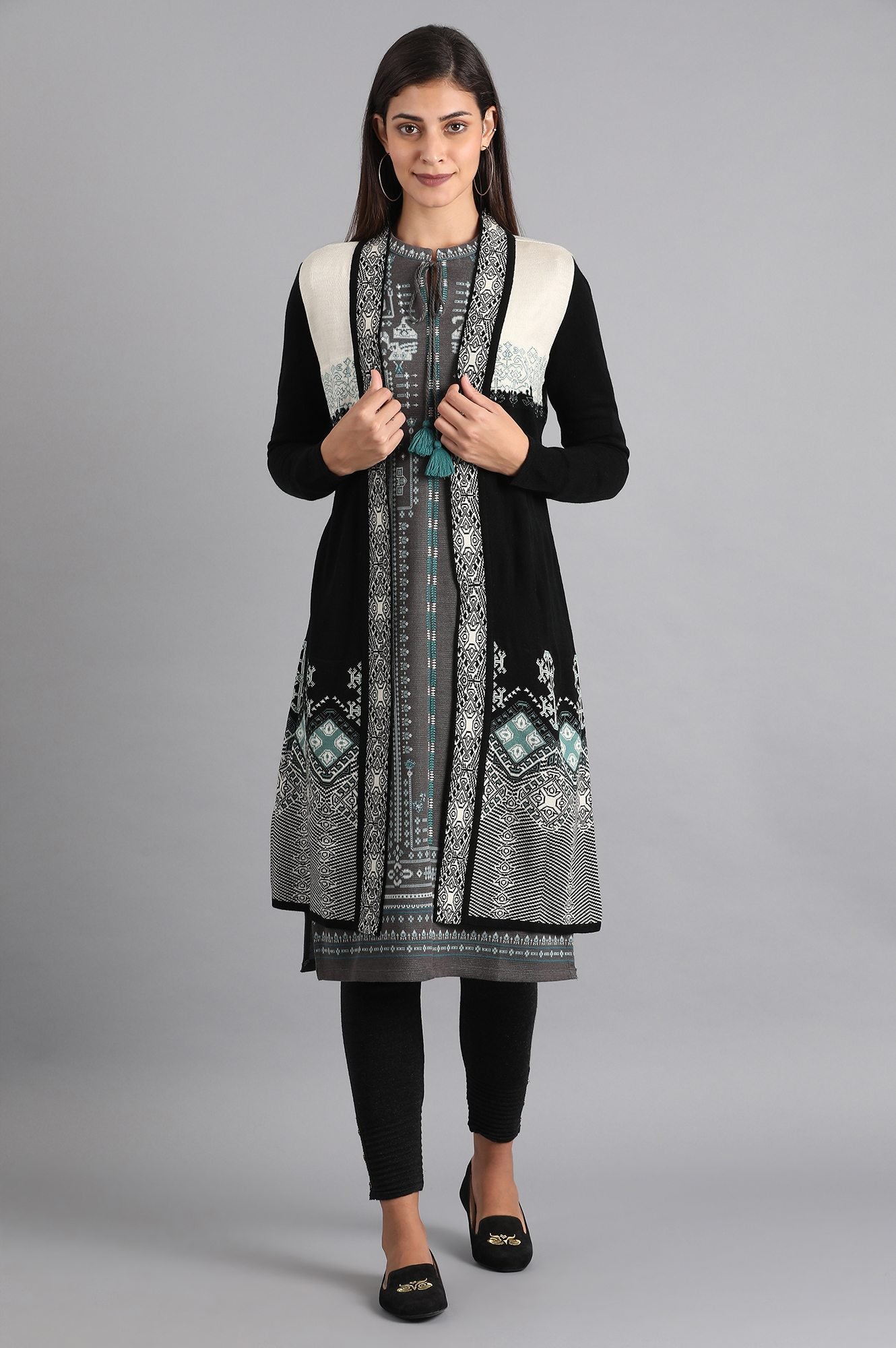 Black Jacquard Cardigan