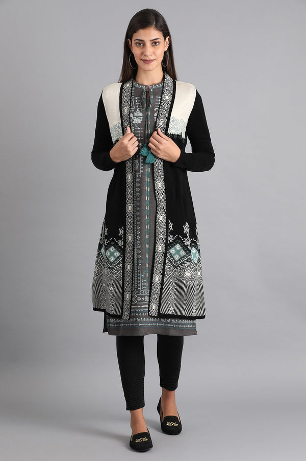 Black Jacquard Cardigan