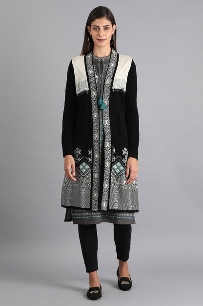 Black Jacquard Cardigan