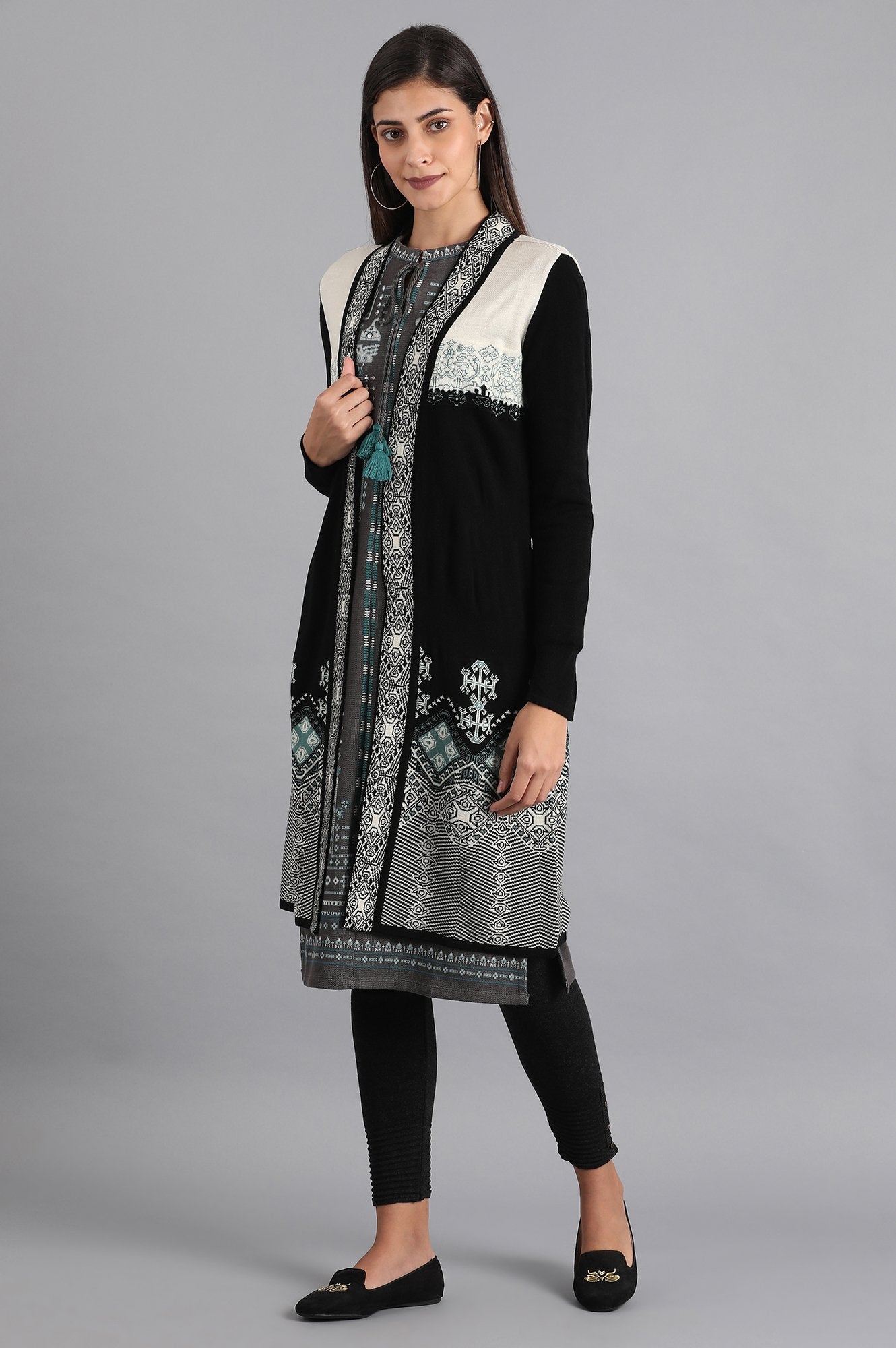 Black Jacquard Cardigan