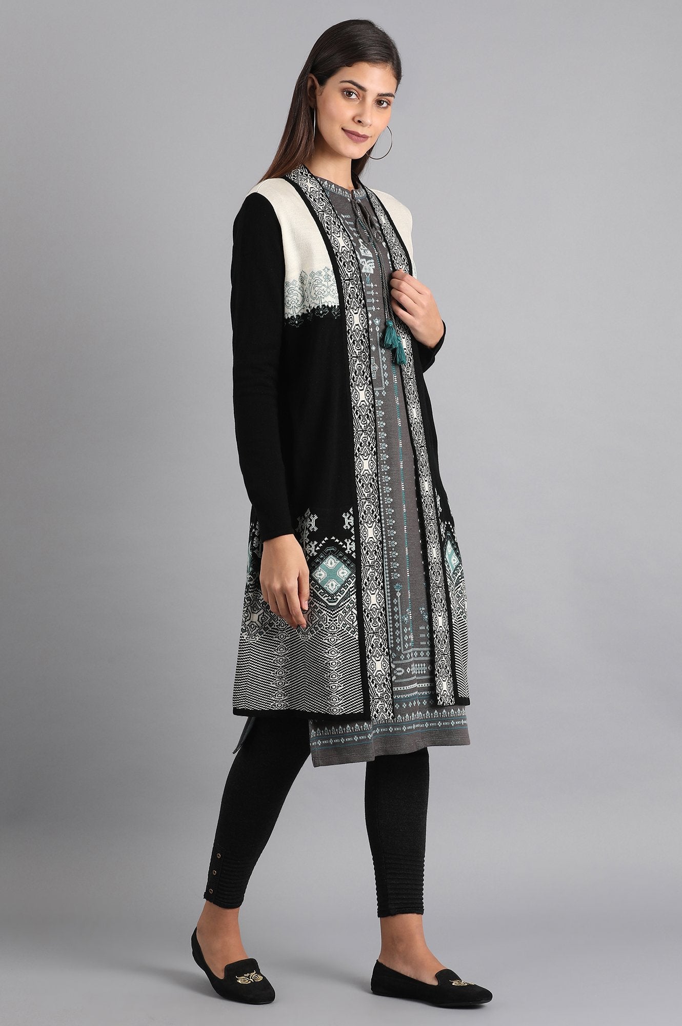 Black Jacquard Cardigan