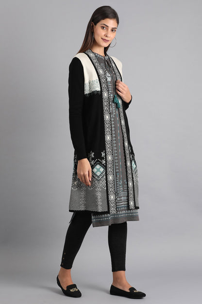 Black Jacquard Cardigan