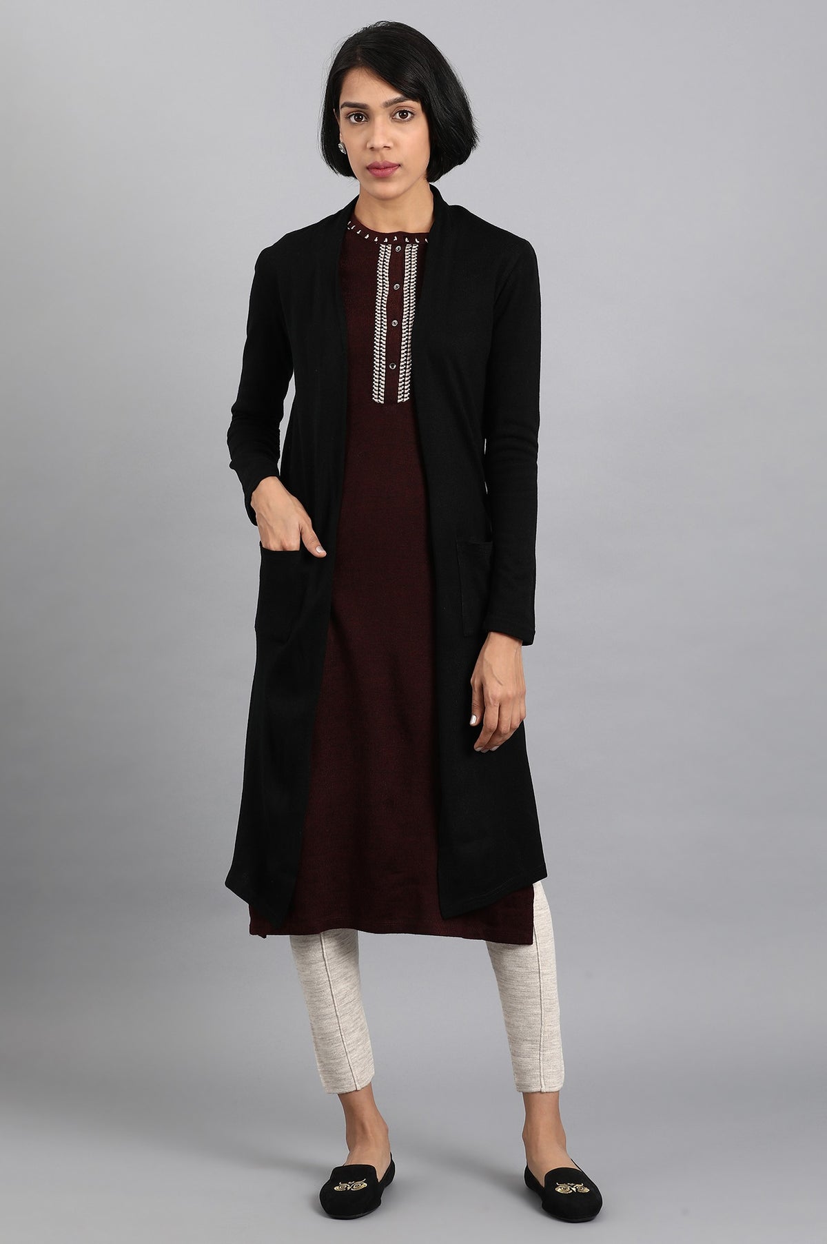 Black Longline Cardigan - S