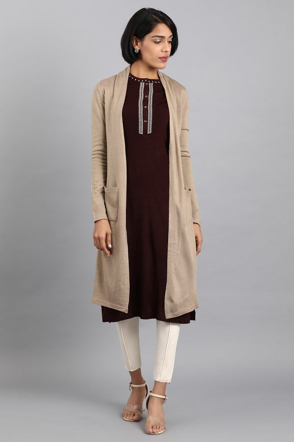 Beige Longline Cardigan