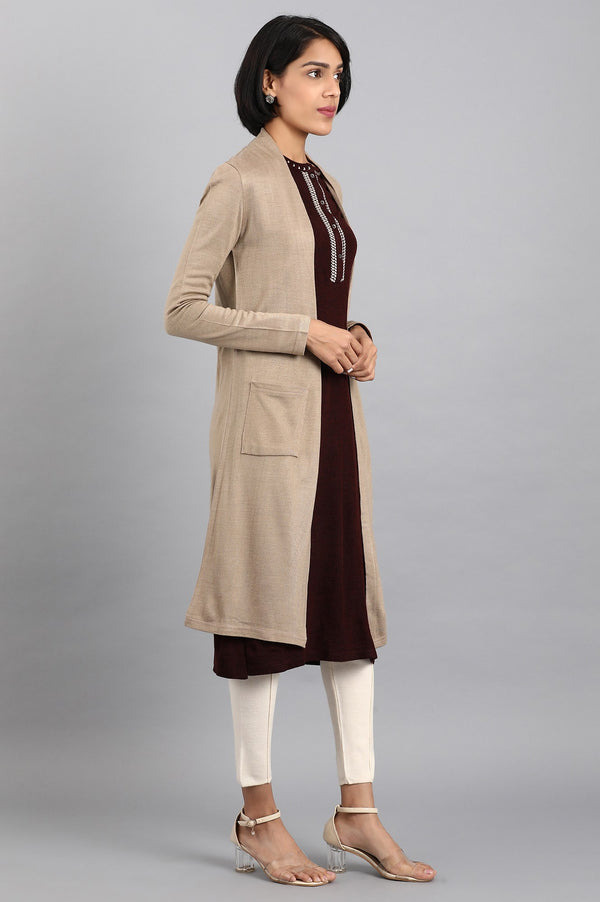 Beige Longline Cardigan