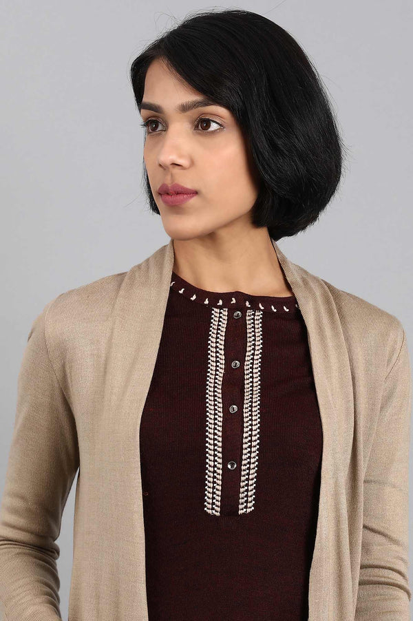 Beige Longline Cardigan