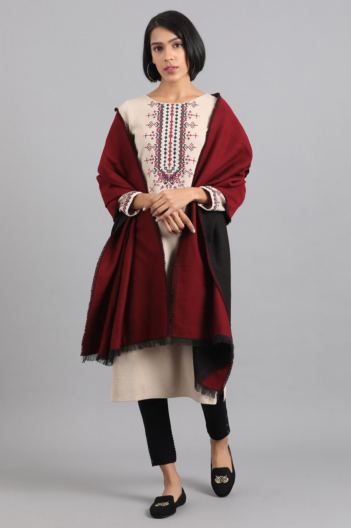 Maroon Reversible Shawl