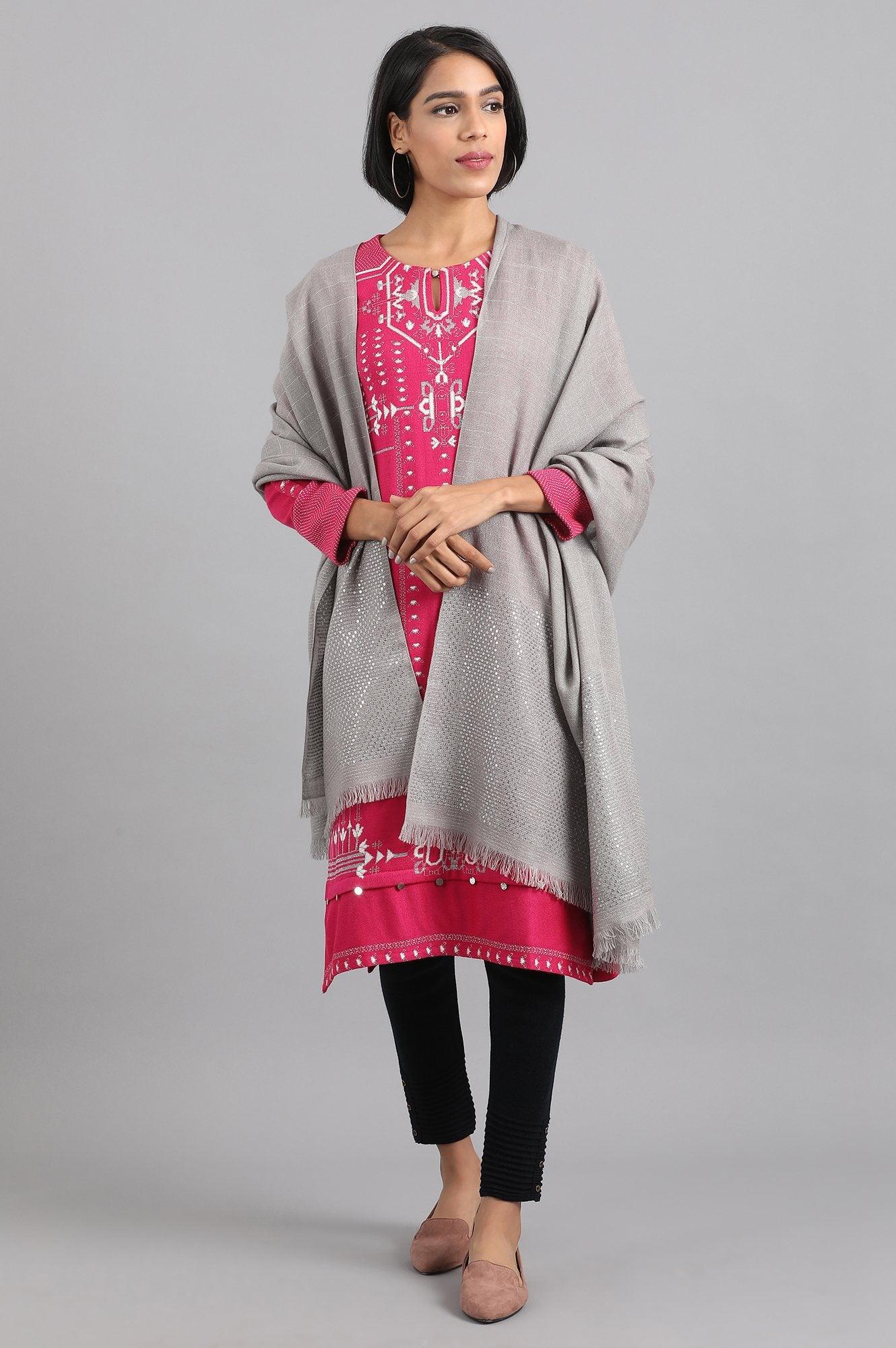 Blue Mandarin Neck Printed kurta - wforwoman