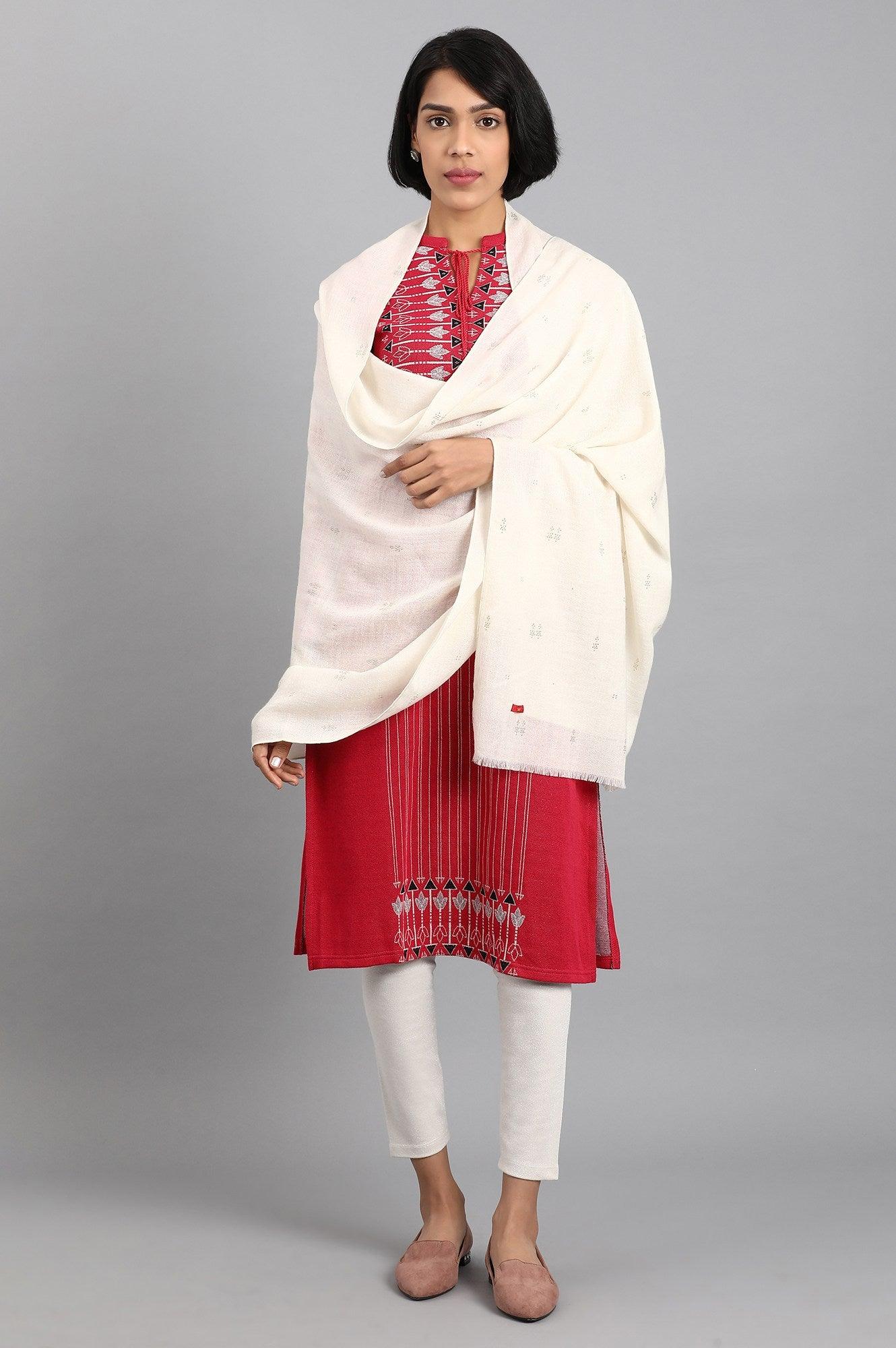 Purple Round Neck Yarn-dyed Winter kurta - wforwoman