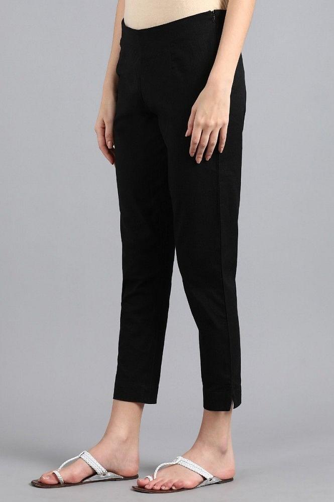 Black Solid Trousers - wforwoman
