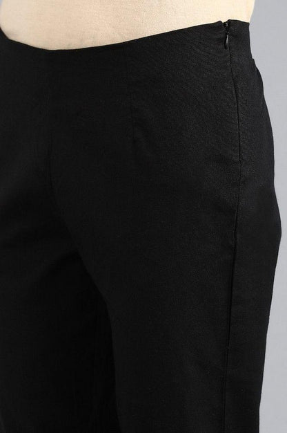 Black Solid Trousers - wforwoman