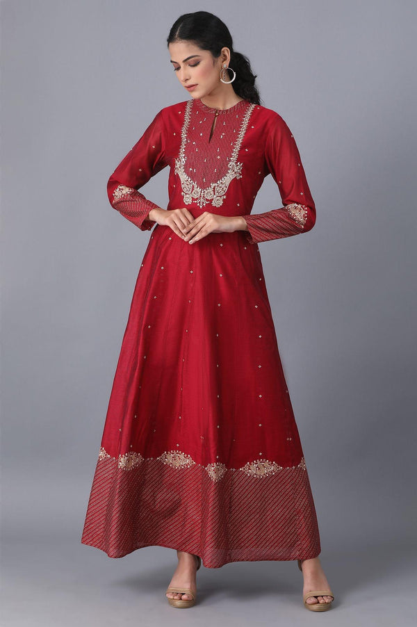 Pink Placement Print Kalidaar Dress