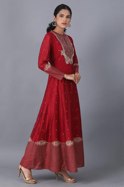 Pink Placement Print Kalidaar Dress - wforwoman