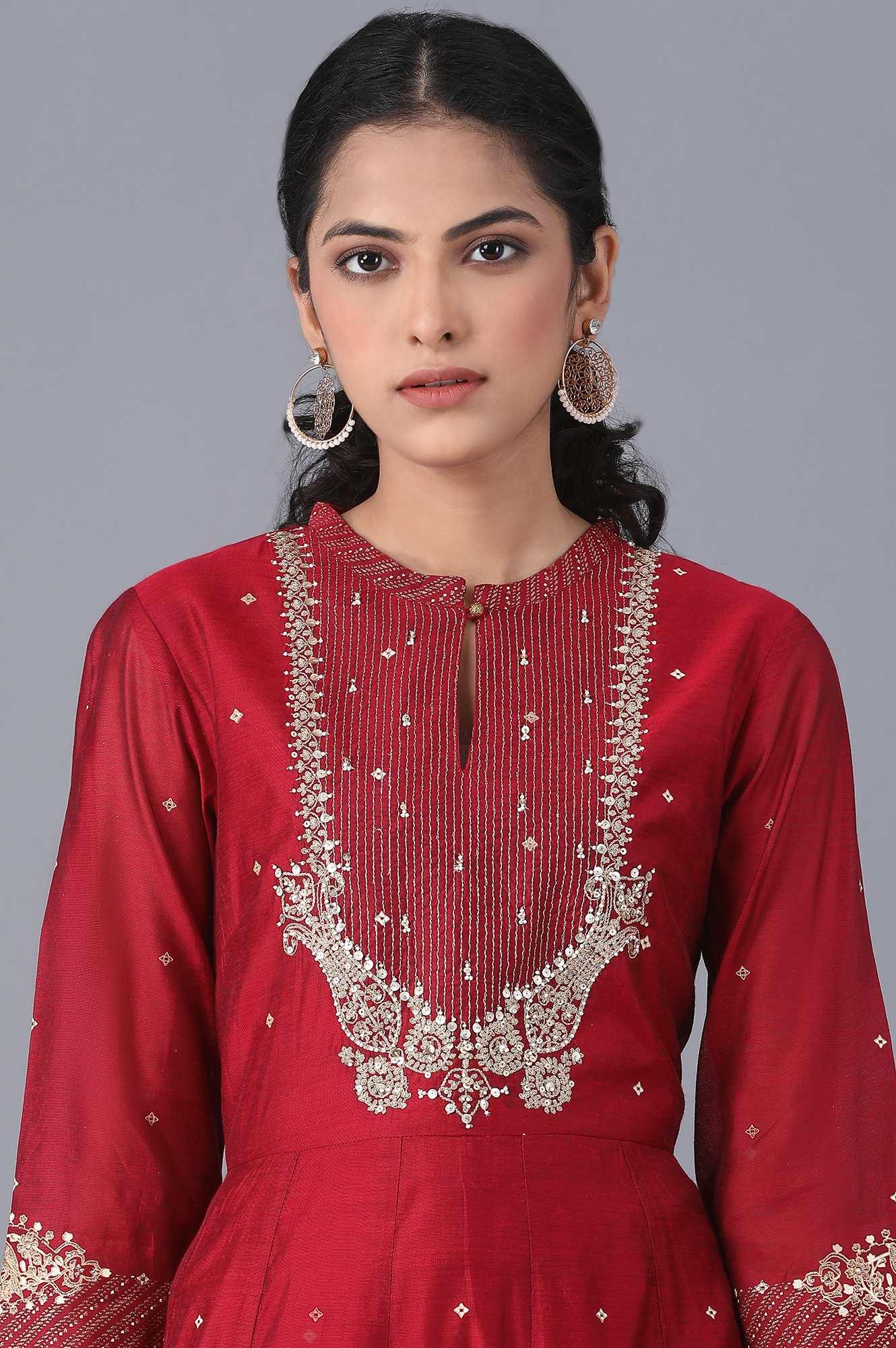 Pink Placement Print Kalidaar Dress - wforwoman