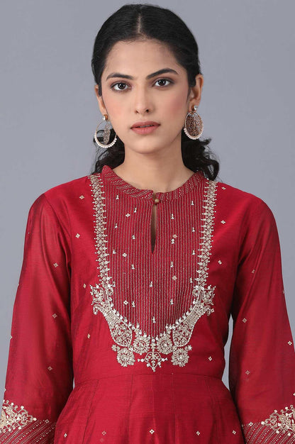 Pink Placement Print Kalidaar Dress - wforwoman