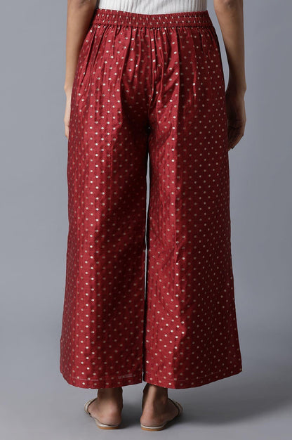 Dark Red Jacquard Parallel Pants - wforwoman
