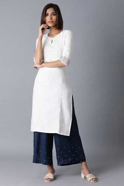 Navy Blue Sequin Parallel Pants - wforwoman