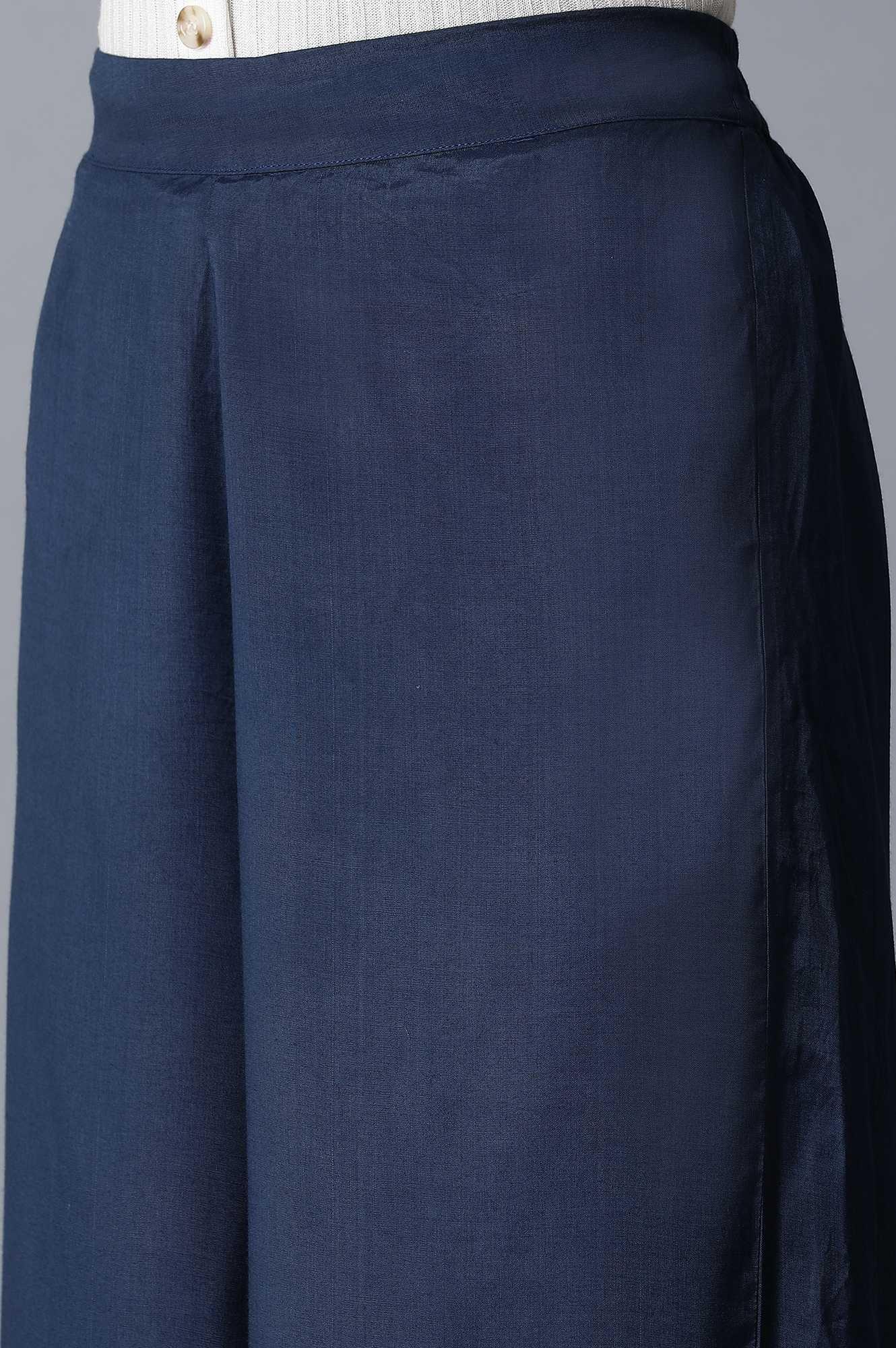 Navy Blue Sequin Parallel Pants - wforwoman