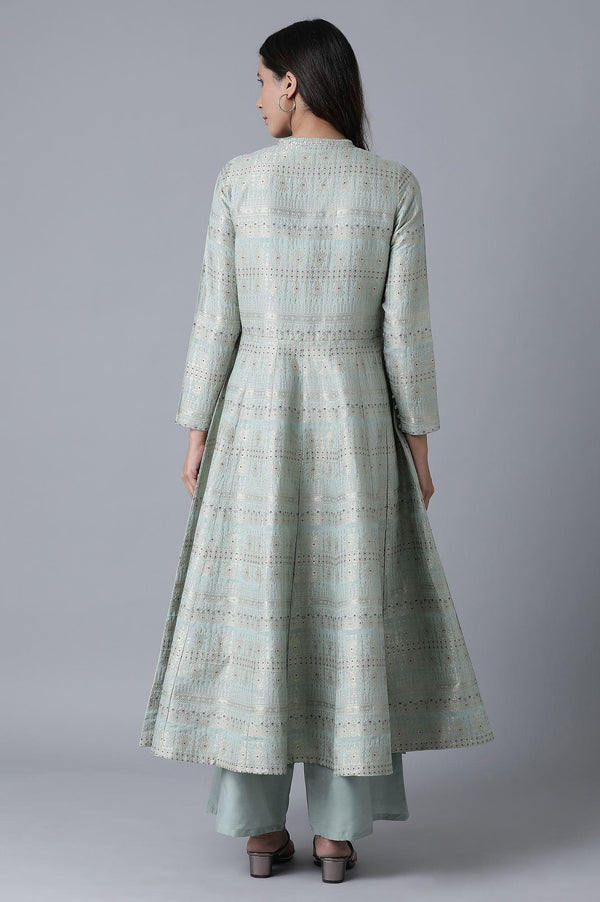 Signature Green A-Line kurta-Parallel Pants Set