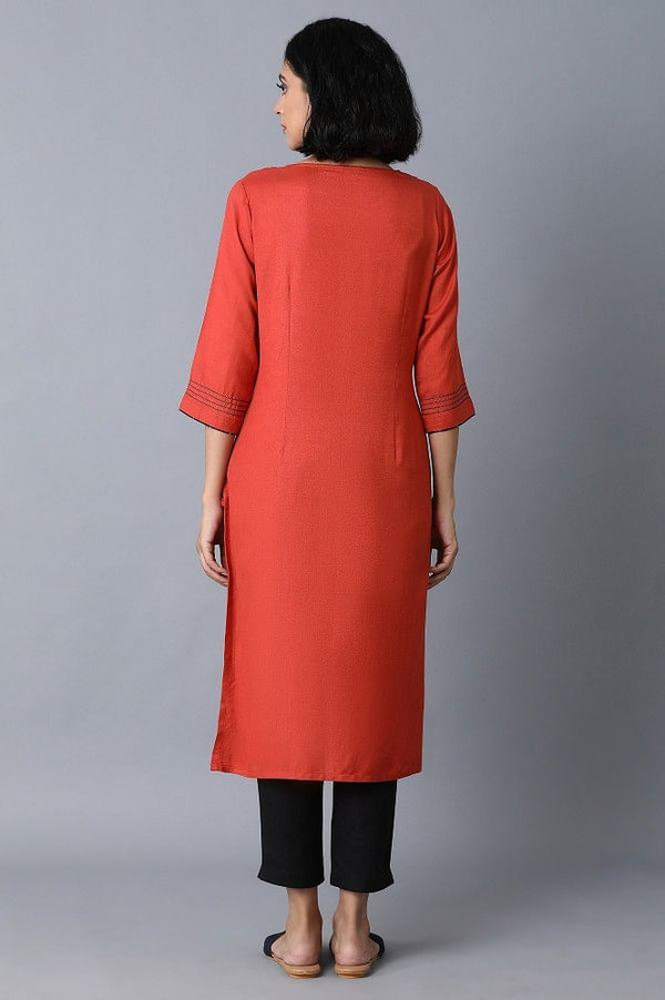 Burnt Orange Embroidered kurta
