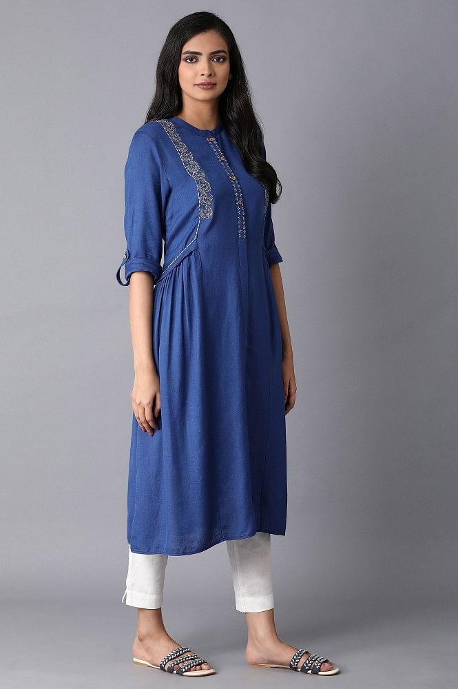 Cobalt Blue Embroidered Dress - wforwoman