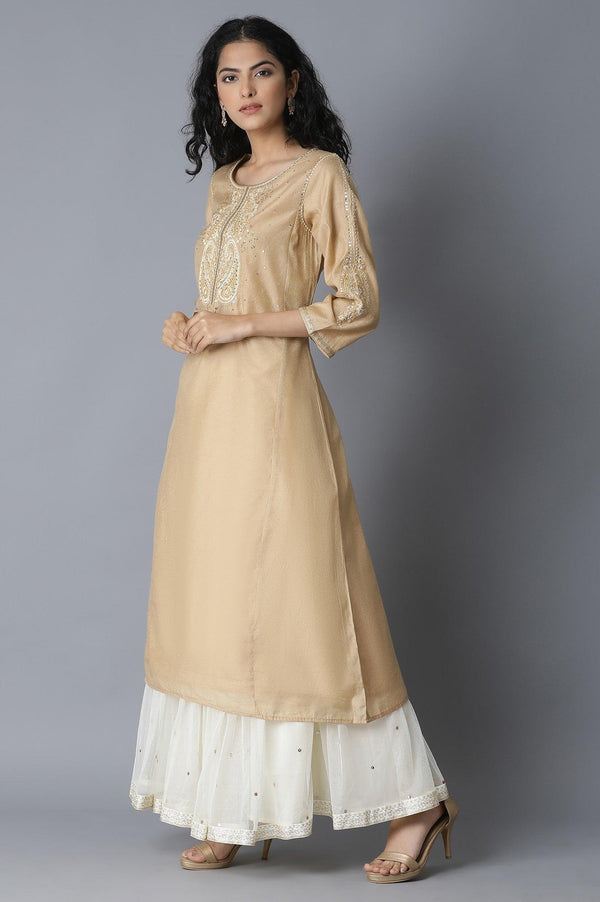 Beige Chanderi kurta