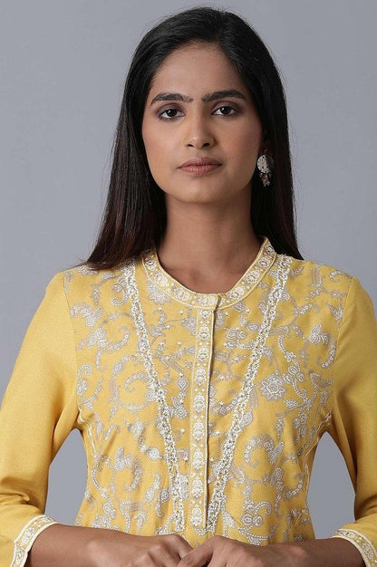 Yellow Embroidered kurta - wforwoman