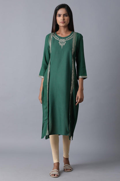 Teal Mock Layer kurta - wforwoman