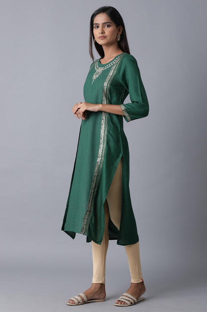 Teal Mock Layer kurta - wforwoman