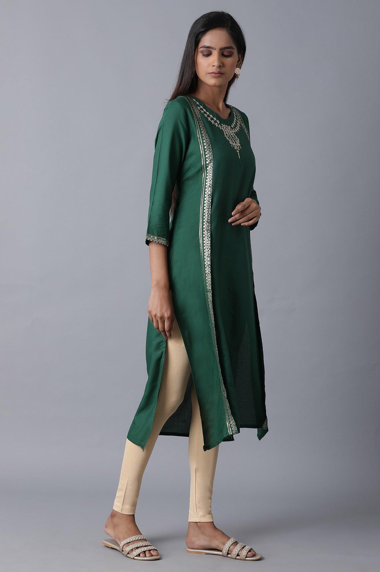 Teal Mock Layer kurta - wforwoman