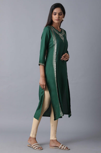 Teal Mock Layer kurta - wforwoman